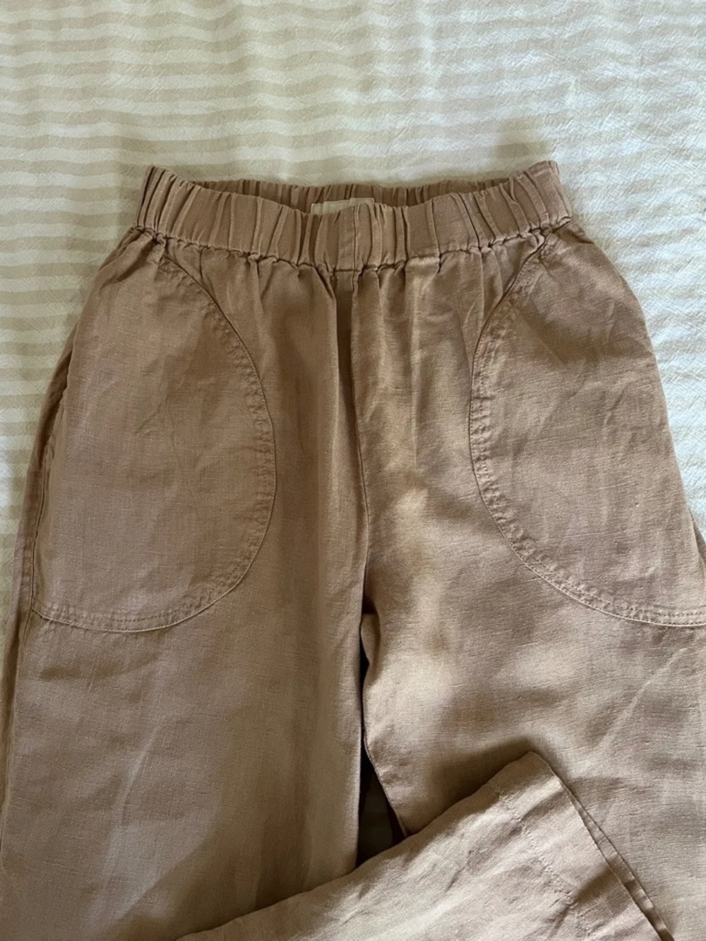 notPERFECTLINEN Linen Trousers in Taupe Brown